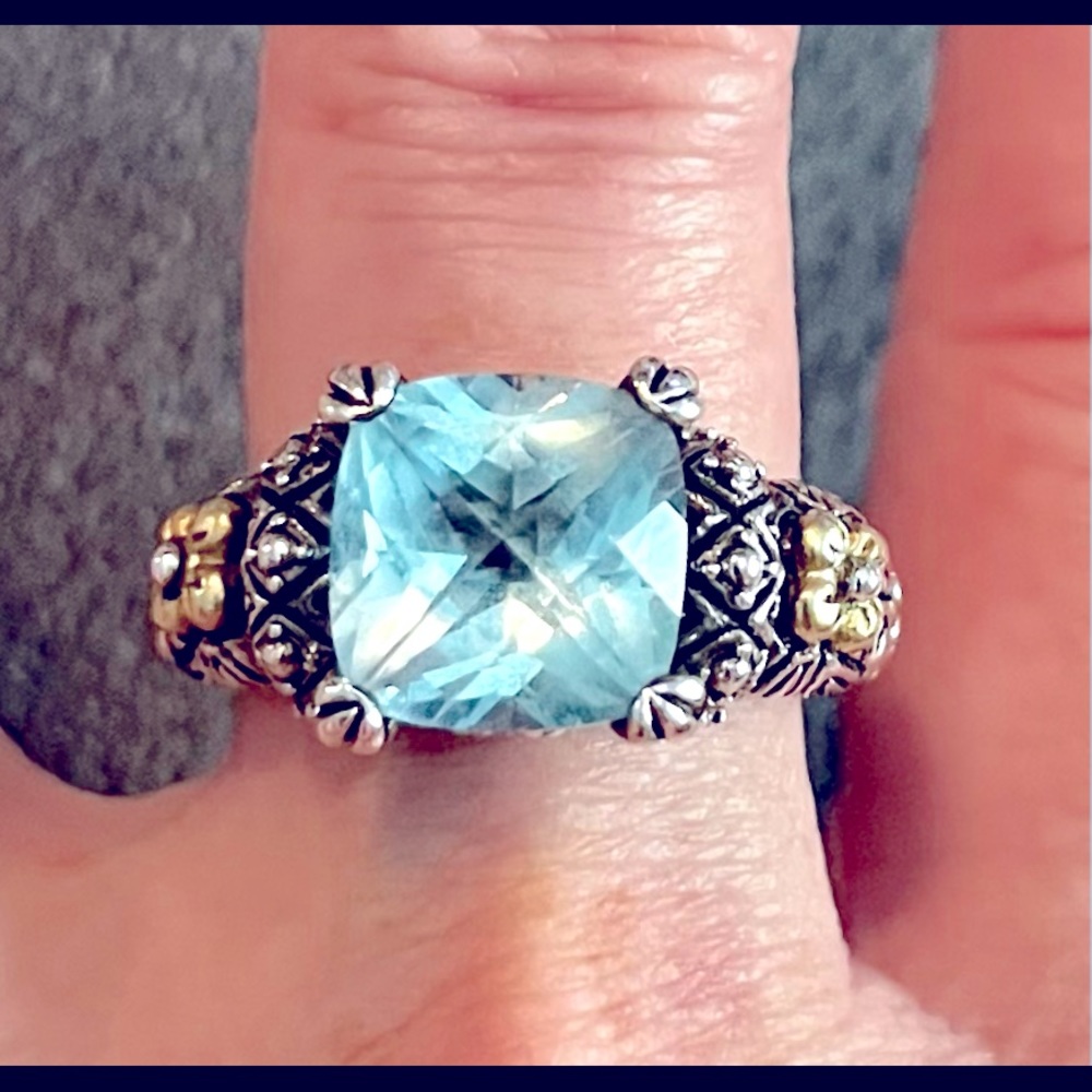 Barbara Bixby Blue Topaz, 925, 18k Gold ring